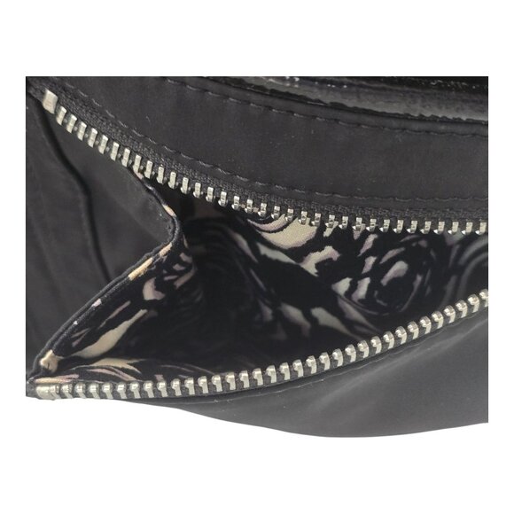 Brighton Black Nylon Patent Leather Trim Hobo Shoulder Bag Braided Strap Pockets - Picture 11 of 16